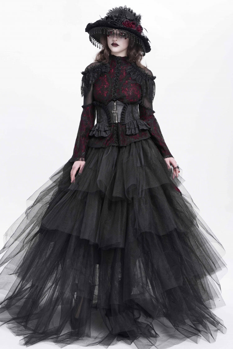 Slim Zippered Gothic Palace Corset with Lace-Up Front