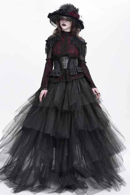 Slim Zippered Gothic Palace Corset with Lace-Up Front