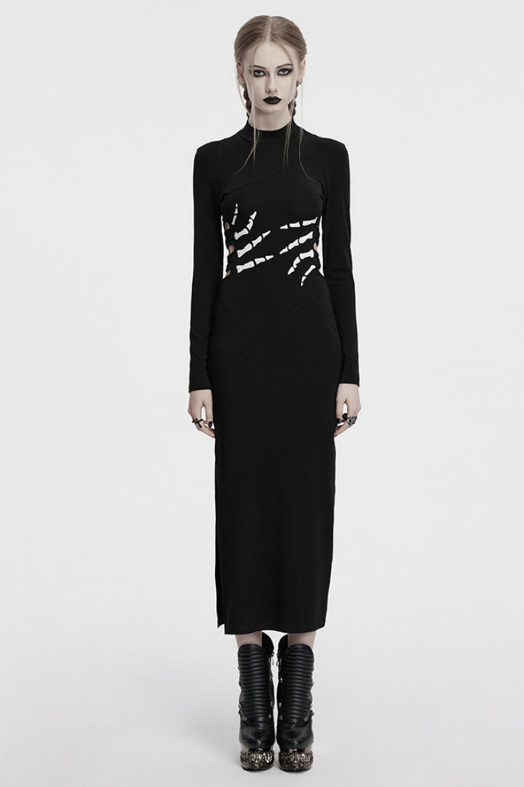 Cutout Skeleton Dress for Women - Gothic Hollow Design