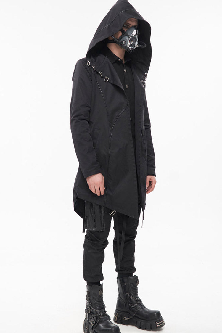 Windproof Hooded Casual Coat with Back Strap Detailing