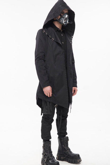 Windproof Hooded Casual Coat with Back Strap Detailing