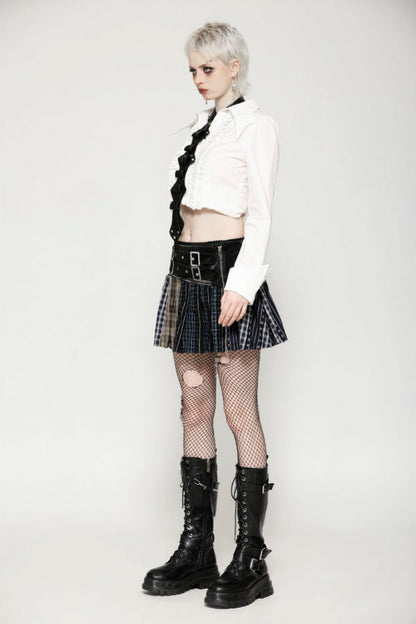 Punk PU Necktie in Black with Irregular Design