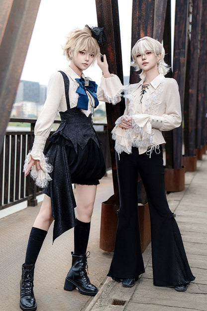 Ebony Long-Sleeve Pirate Style Gothic Shorts - Gold Hunter