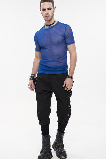 Jet Black Metal-Link Pocket Harem Trousers