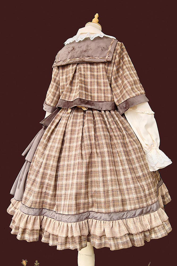 Morning Tune High Waist Asymmetric Ruffle Print Lolita Strap Dress