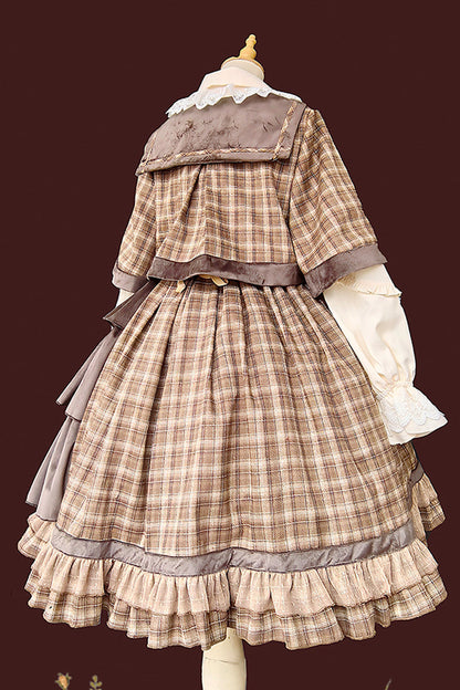 Morning Tune High Waist Asymmetric Ruffle Print Lolita Strap Dress