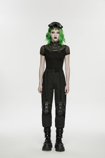 Punk T-Shirt with Rivets and Eyelets for Women