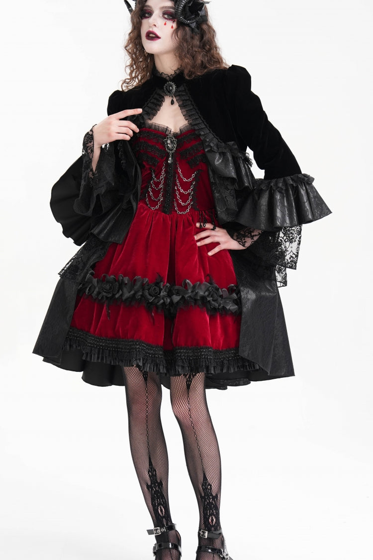 Ruffled Lace Gothic Jacket - Women's Dark Mesh Style