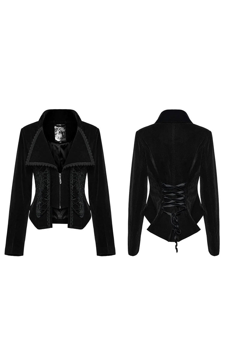 Slim Notch-Lapel Long-Sleeve Tuxedo Jacket for Women in Two Hues - GothicEdge