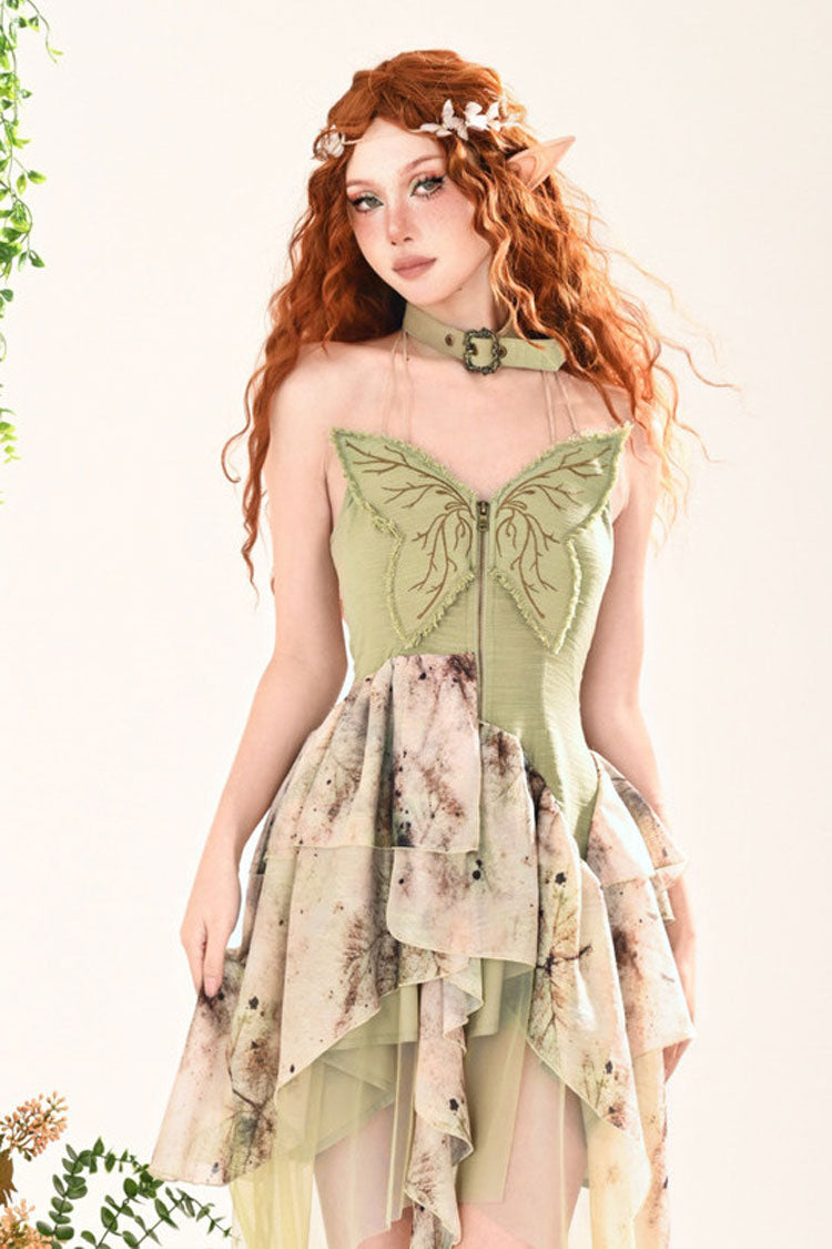 Emerald 3D Butterfly Embroidery Lace Asymmetric Sweet Lolita Jumper Dress