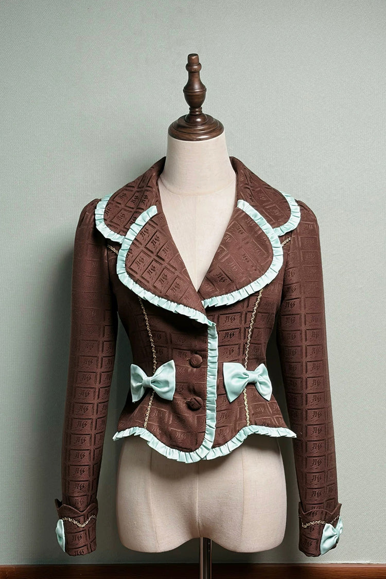 Teddy Chocolate Bar Embroidered Lace-Up Lolita JSK Dress and Skirt - Classic