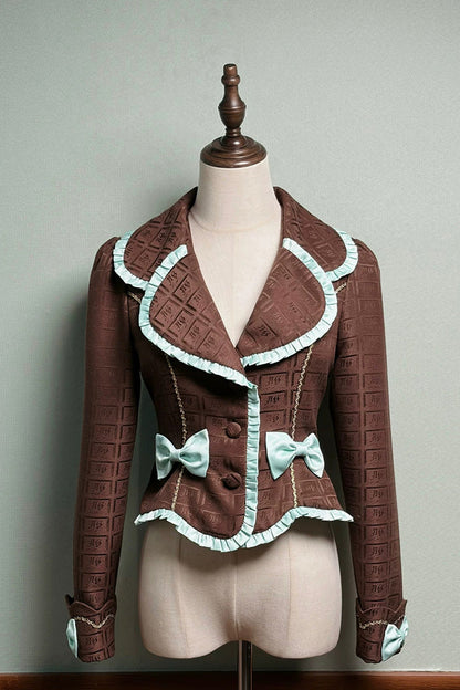 Teddy Chocolate Bar Embroidered Lace-Up Lolita JSK Dress and Skirt - Classic