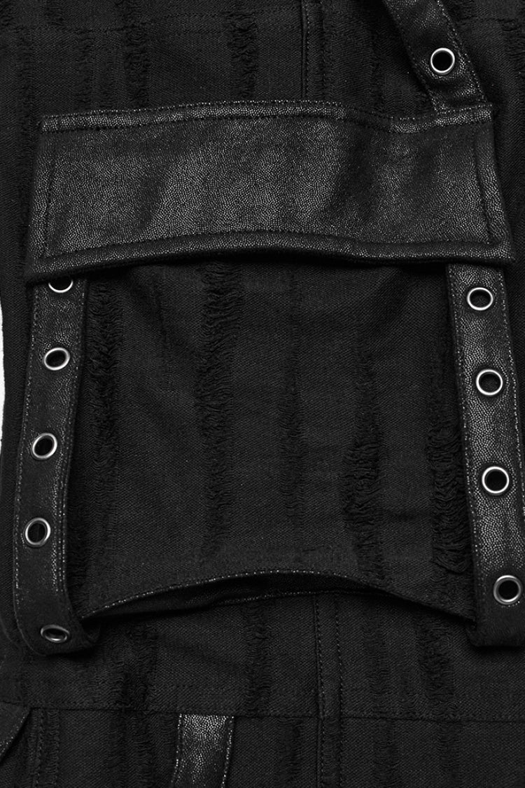 Women's Steampunk Loose Pants in Knitted Fabric with Eyelet Pocket