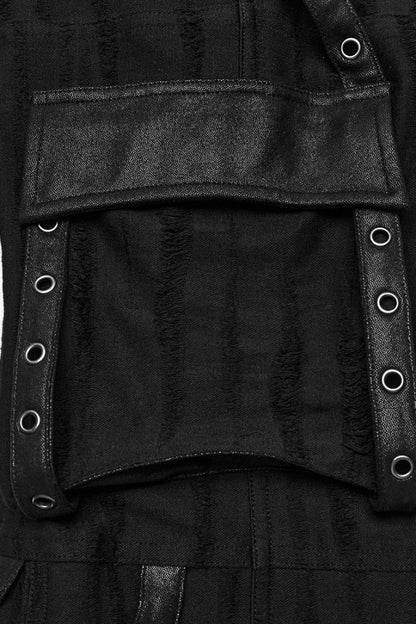 Women's Steampunk Loose Pants in Knitted Fabric with Eyelet Pocket
