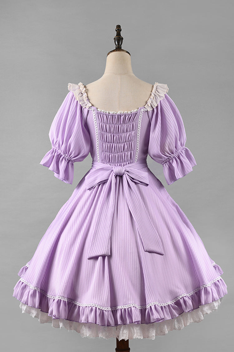 Midsummer Galaxy Solid Short Sleeve Ruffled Bow Lolita OP Dress