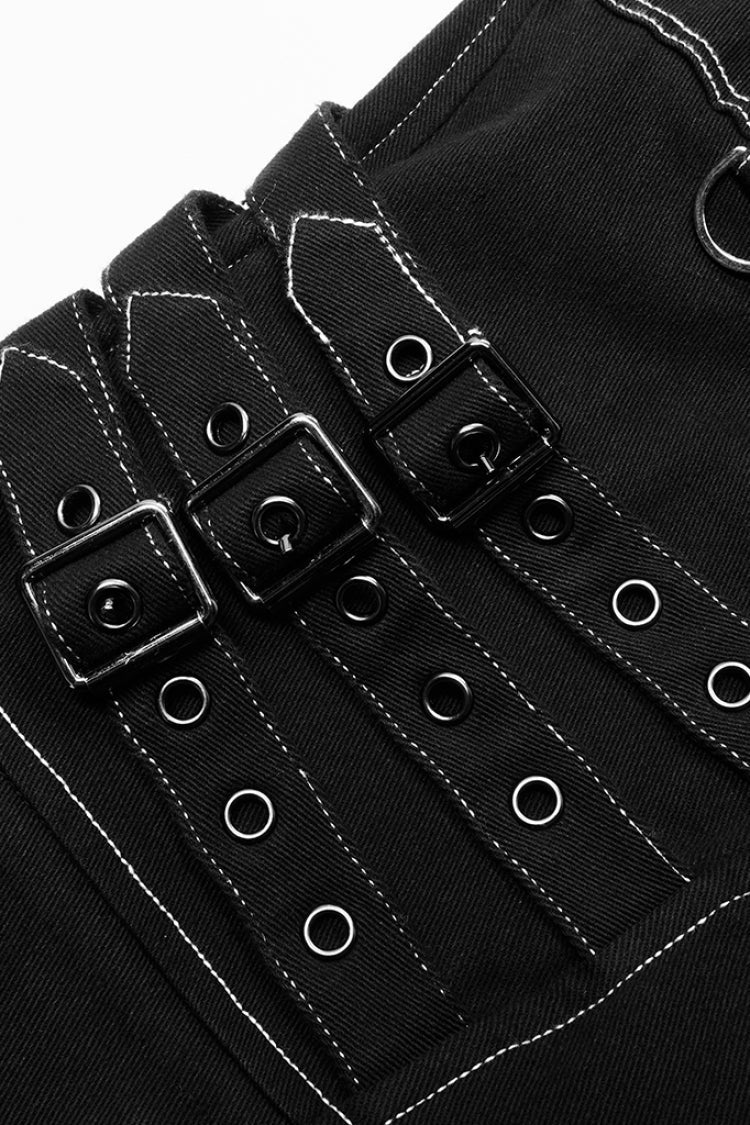 Detachable Steampunk Pants with Multi Pockets and Buckles