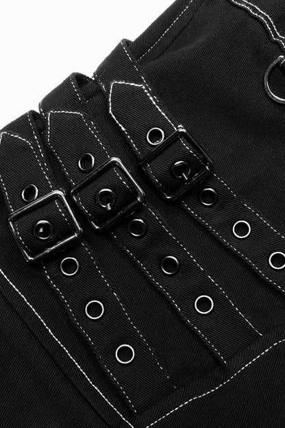 Detachable Steampunk Pants with Multi Pockets and Buckles