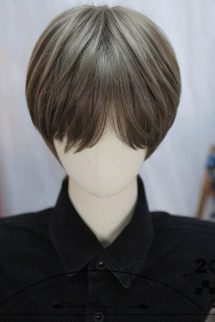 Androgynous Short Lolita Wig in Misty Mint Beige Brown