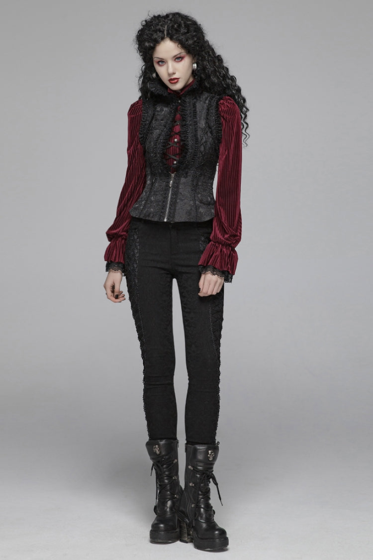 Embroidered Floral Lace Gothic Waistcoat for Women