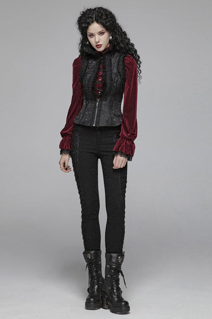 Embroidered Floral Lace Gothic Waistcoat for Women