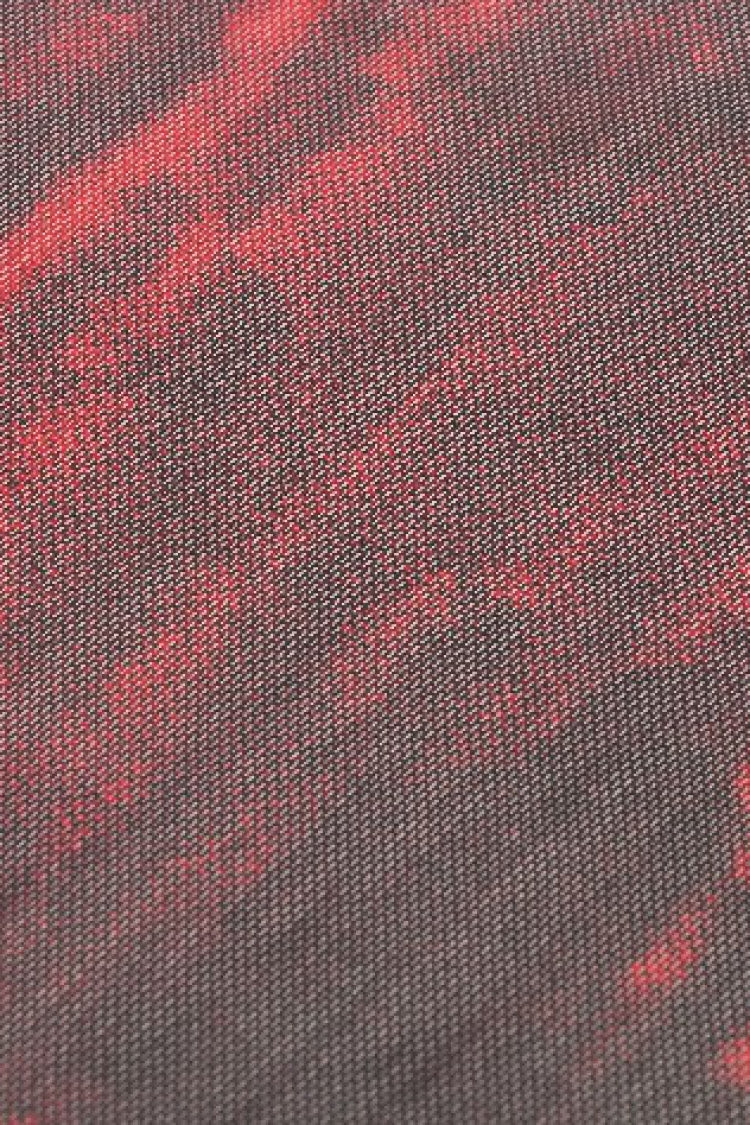 Crimson & Obsidian Round Collar Long Sleeves Sheer Mesh Tie-Dyed Versatile Basic Top
