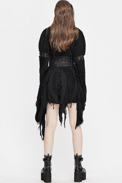 Raven Mesh Wrap Dress with Belted Waist