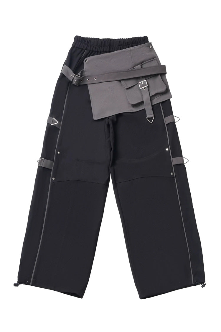 Ebony Techwear Paneled Zip Trousers & Cropped Jacket - Holographic Cruise
