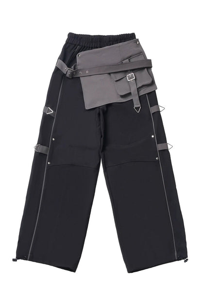 Ebony Techwear Paneled Zip Trousers & Cropped Jacket - Holographic Cruise