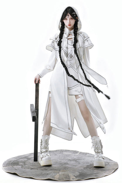 Ivory Futuristic Mechanical Print Ouji Lolita Shorts