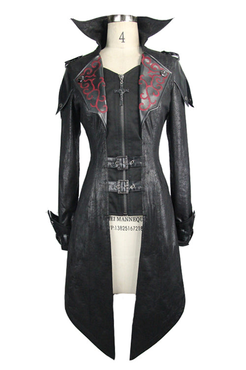 Charcoal Ember Hooded Leather Jacket with Scorched Accents