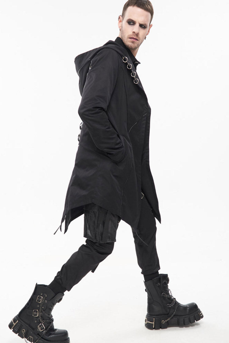 Windproof Hooded Casual Coat with Back Strap Detailing