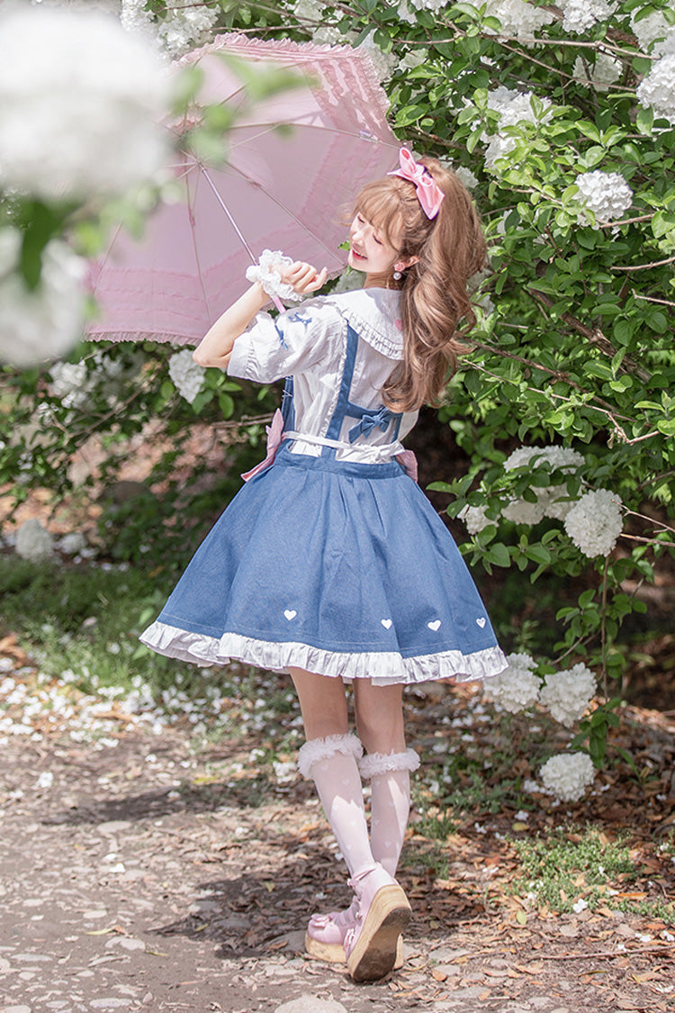 Azure Cowboys Are Busy Ruffle Bow Sweet Lolita Strap Gown