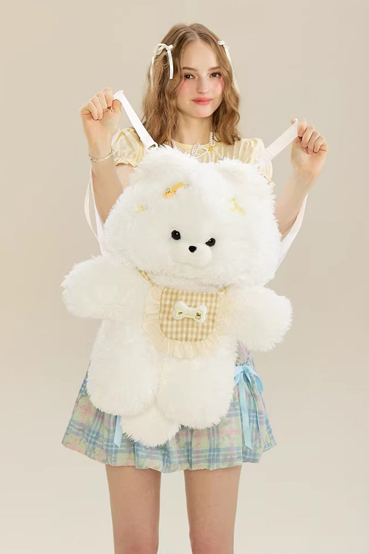 Ivory Cute Samoyed Plush Dog Backpack for Lolita Style