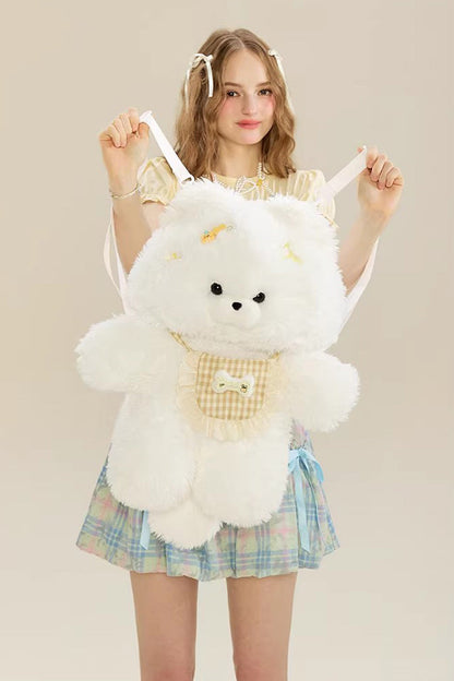 Ivory Cute Samoyed Plush Dog Backpack for Lolita Style