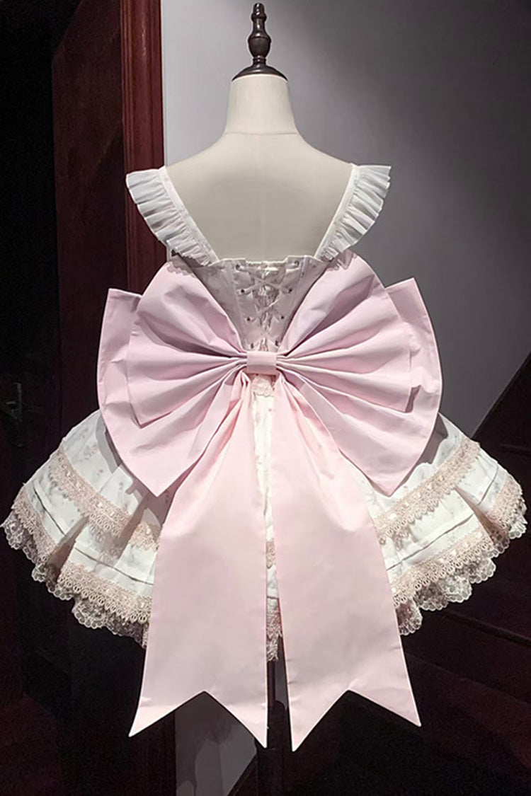 Blush Printed Ruffled Lace JSK Set with Bow
