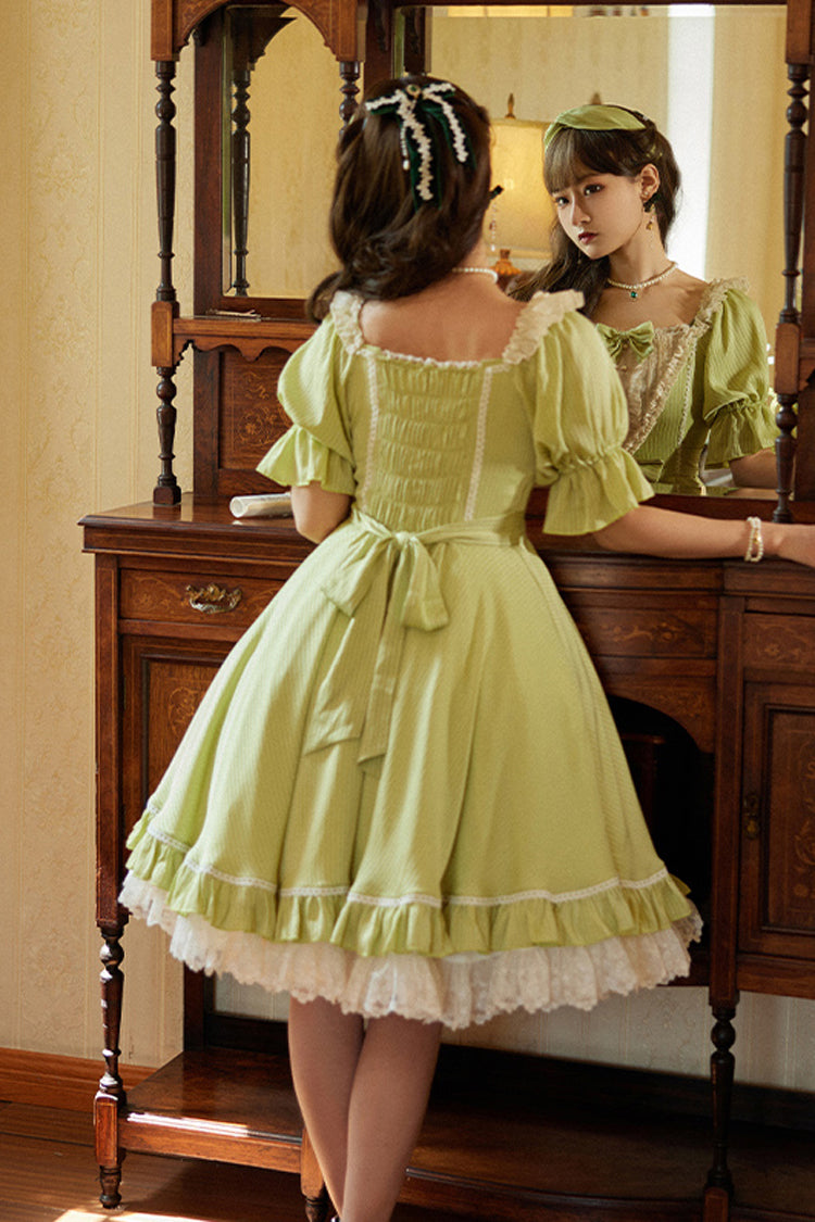 Midsummer Galaxy Solid Short Sleeve Ruffled Bow Lolita OP Dress