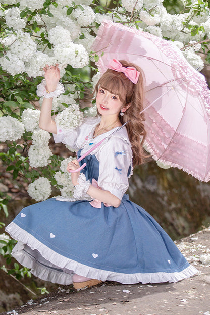 Azure Cowboys Are Busy Ruffle Bow Sweet Lolita Strap Gown