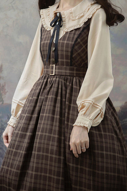 Poem of Greina High Waisted V Collar Lolita JSK Dress - Elegant Print