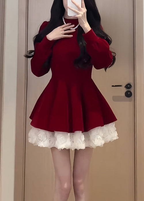 Velvet Simple Black Mid O Dress Spring Neck Silk Solid Patchwork