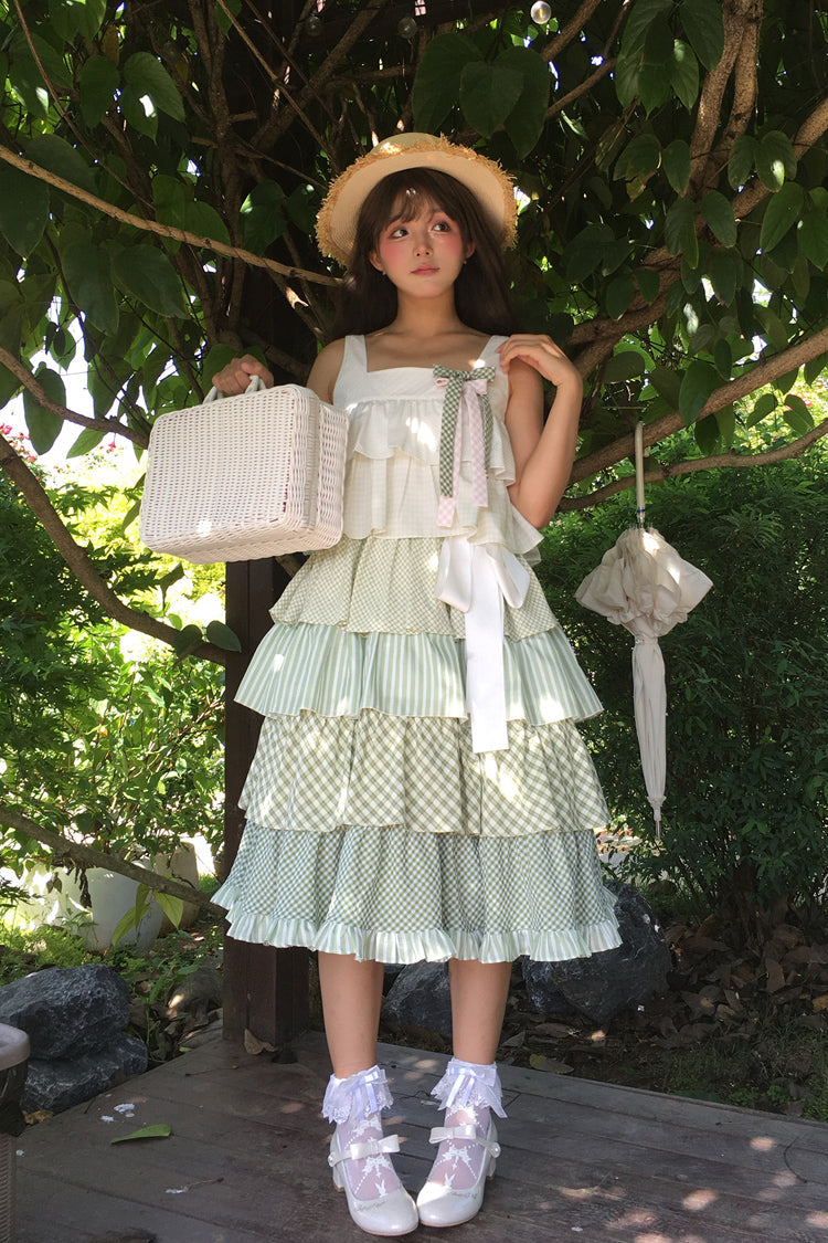 Emerald Forest Multi-Layered Ruffle Holiday Sweet JSK Dress