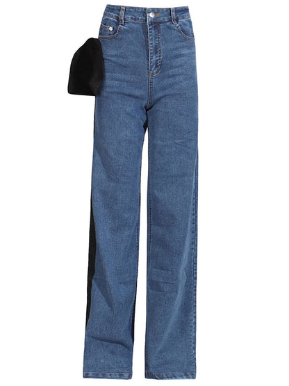 Red Chic Tied Straight Jeans High Waist Buttoned