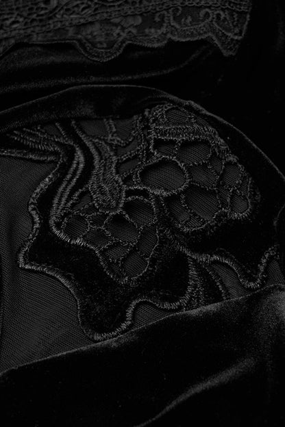Ebony Flared-Sleeve Sheer Lace-Up Gothic Dress