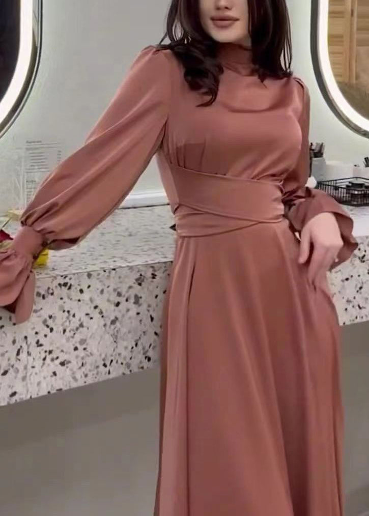 2025 Dress Elegant Silk Cinching Waist Autumn Long