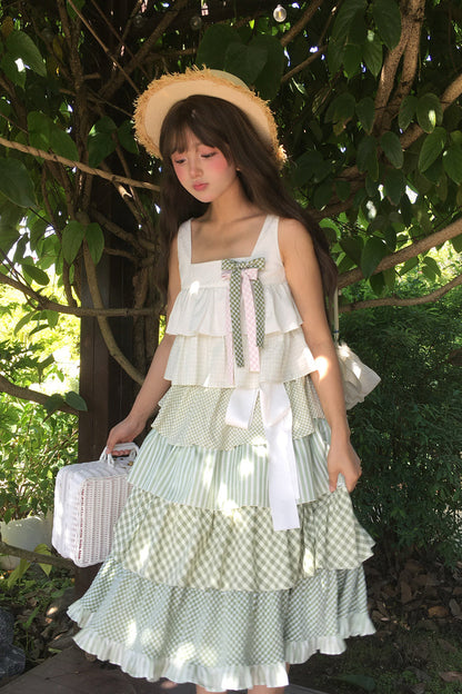 Emerald Forest Multi-Layered Ruffle Holiday Sweet JSK Dress