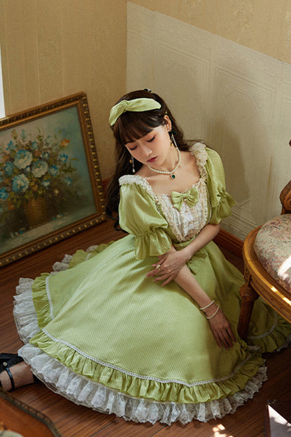 Midsummer Galaxy Solid Short Sleeve Ruffled Bow Lolita OP Dress