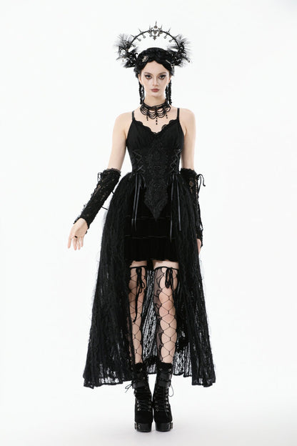 No-Sleeve Floral Lace-Up Gothic Slip Wedding Gown