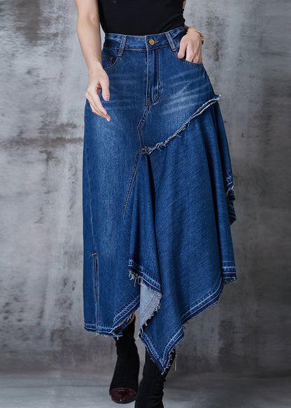 Modern Blue Asymmetrical Exra Large Hem Denim Skirt Summer QA1009