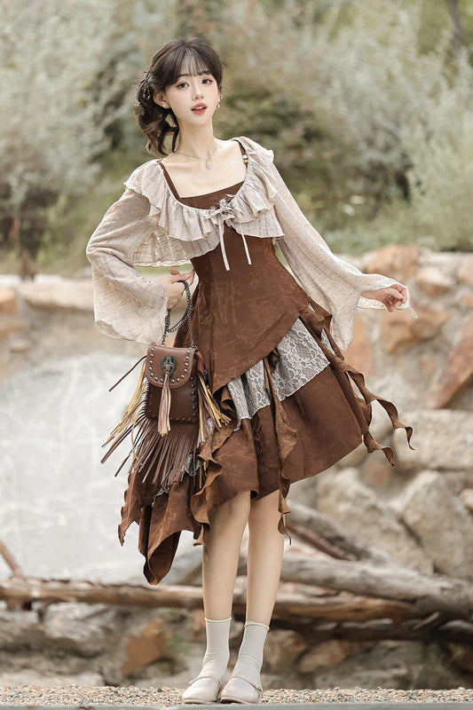 Dune Traveler Asymmetric Punk Vintage Lolita Jumper Set