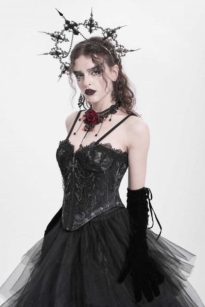 No-Sleeve Embroidery Chain Gothic Waistcoat