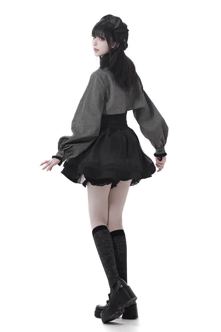 Ebony Printed Ruffled Asymmetric Chain Skirt Set - Hymn of the Cross